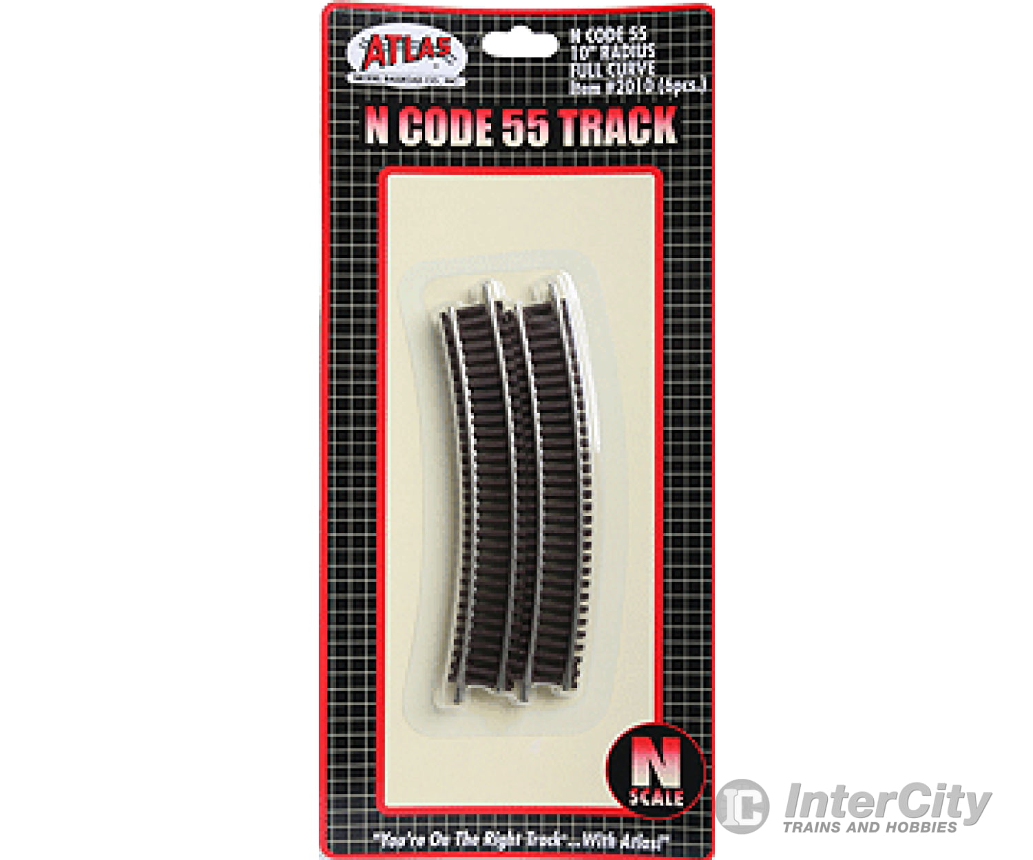 Atlas N 2010 Code 55 Track W/Nickel-Silver Rail & Brown Ties -- 10 Radius Full Curve Pkg(6) Turnouts