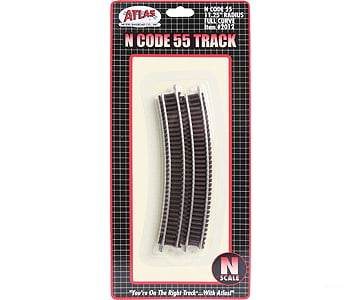 Atlas N 2012 Code 55 Track W/Nickel-Silver Rail & Brown Ties -- 11-1/4 Radius Full Curve Pkg(6)