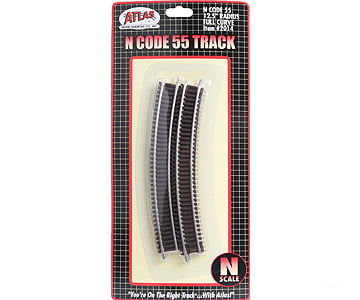 Atlas N 2014 Code 55 Track W/Nickel-Silver Rail & Brown Ties -- 12-1/2 Radius Full Curve Pkg(6)