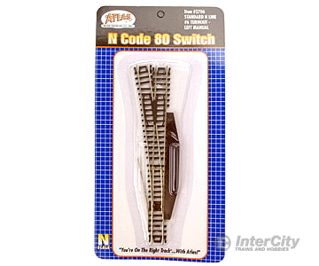 Atlas N 2706 Code 80 No. 6 Manual Turnout (Switch) - Standard Line -- Left Hand Track & Turnouts