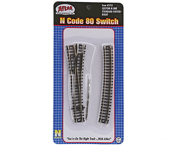 Atlas N 2751 Code 80 Custom Line No. 4 Standard Turnout -- Right Hand Track & Turnouts