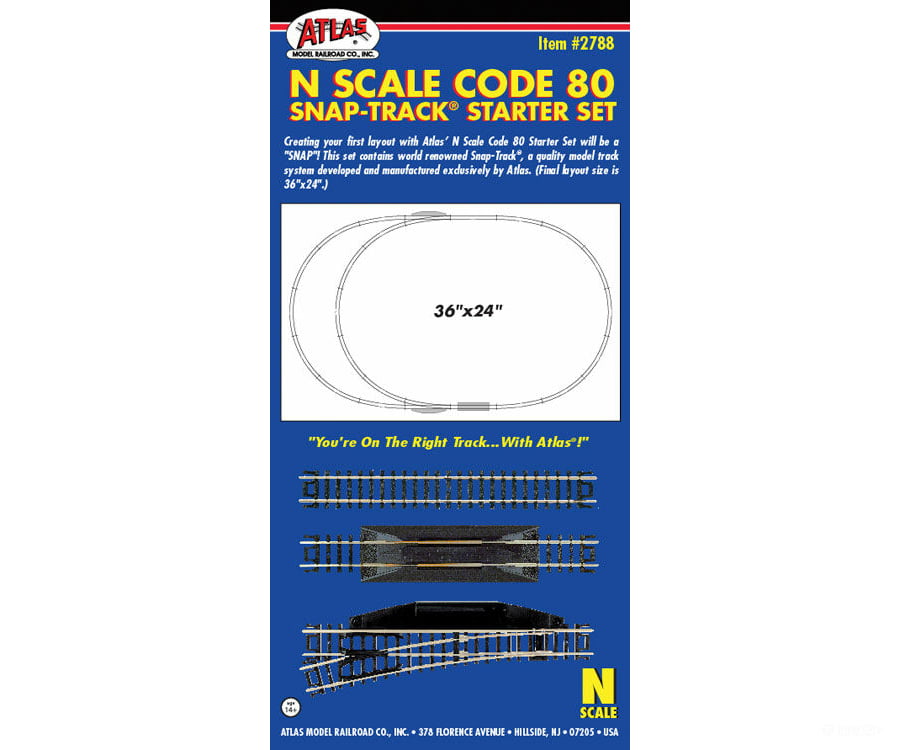 Atlas 2788 Code 80 Snap Track(R) Starter Set -- 36 X 24 91.4 61Cm Oval W/Siding & Terminal Joiners
