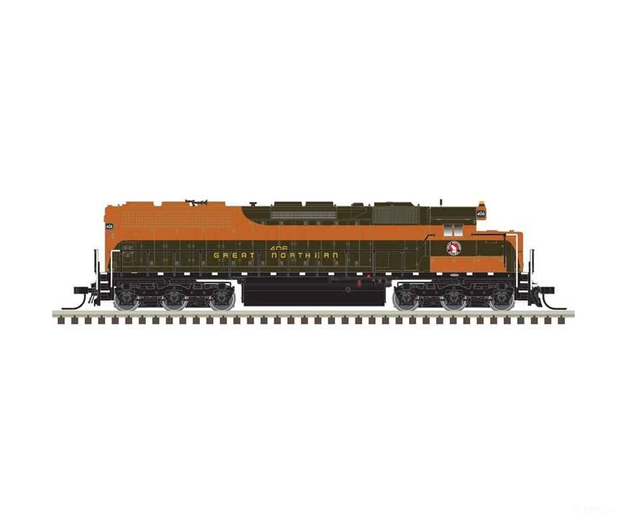 Atlas N 40005994 EMD SD45 Low Nose - Standard DC - Master(R) Silver - Great Northern #406 (Omaha Orange green yellow)