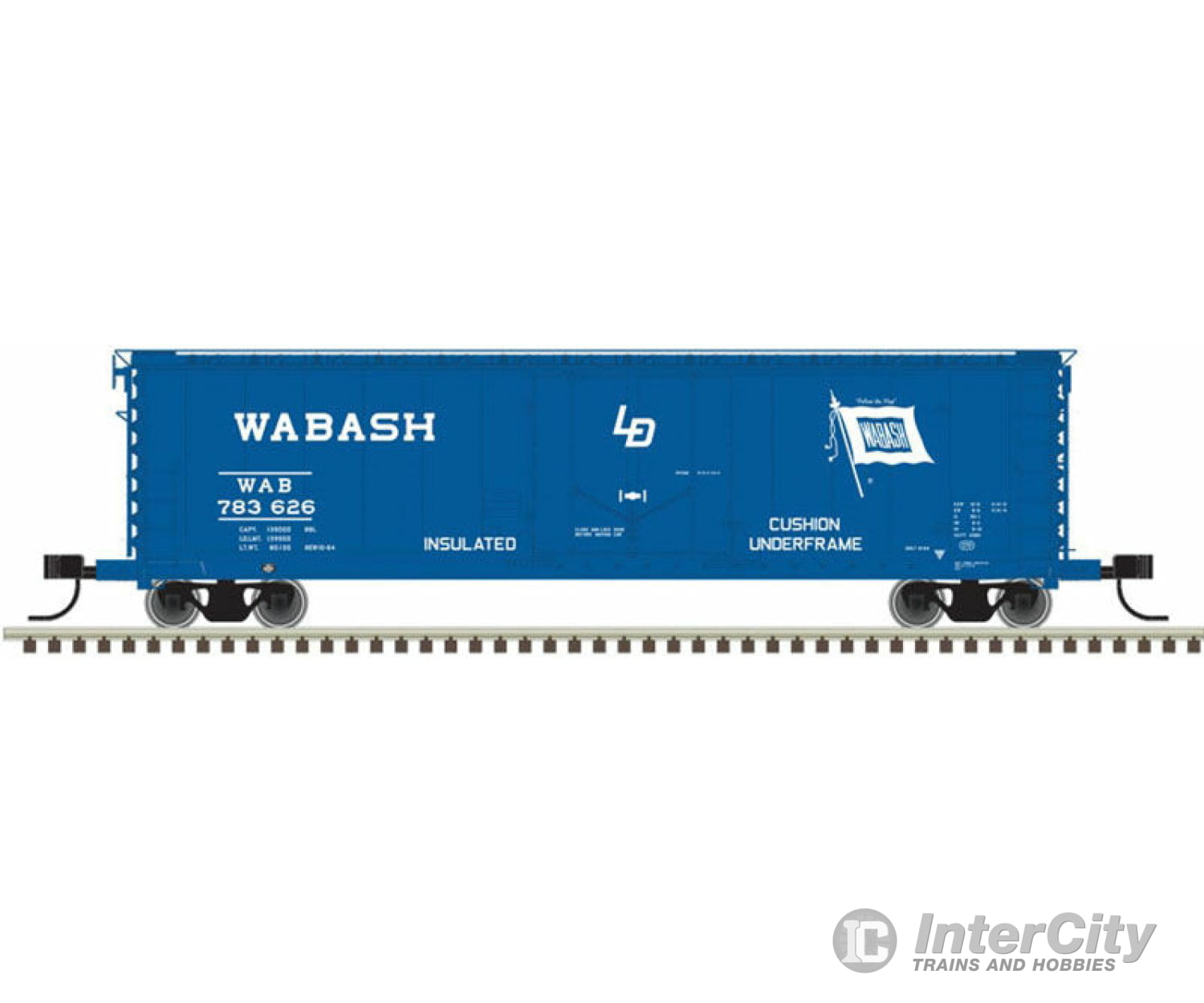 Atlas N 50004459 50 Rbl Plug-Door Boxcar - Ready To Run Master(R) -- Wabash 783609 (Blue White Flag