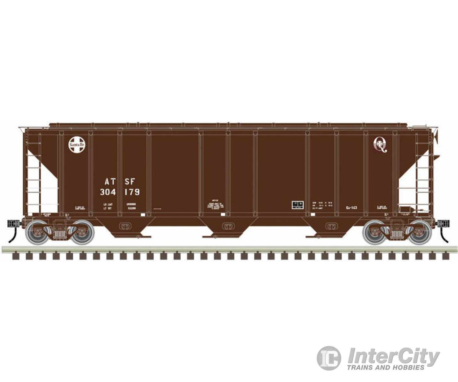 Atlas N 50004600 Ps-2 4427 3-Bay Covered Hopper - Ready To Run Master(R) -- Santa Fe 304179 (Boxcar