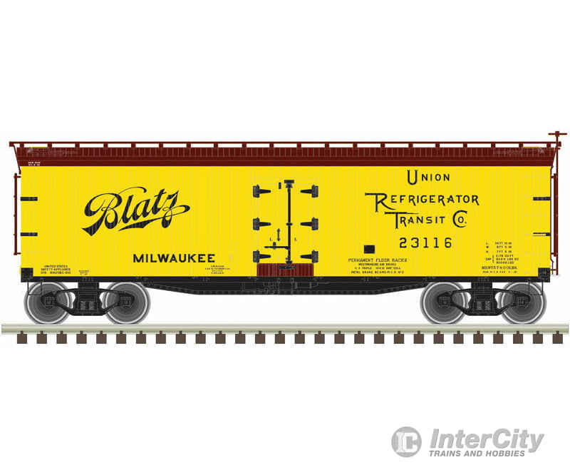 Atlas N 50005617 40 Wood Reefer - Ready To Run -- Blatz 23107 (Yellow Black) Freight Cars