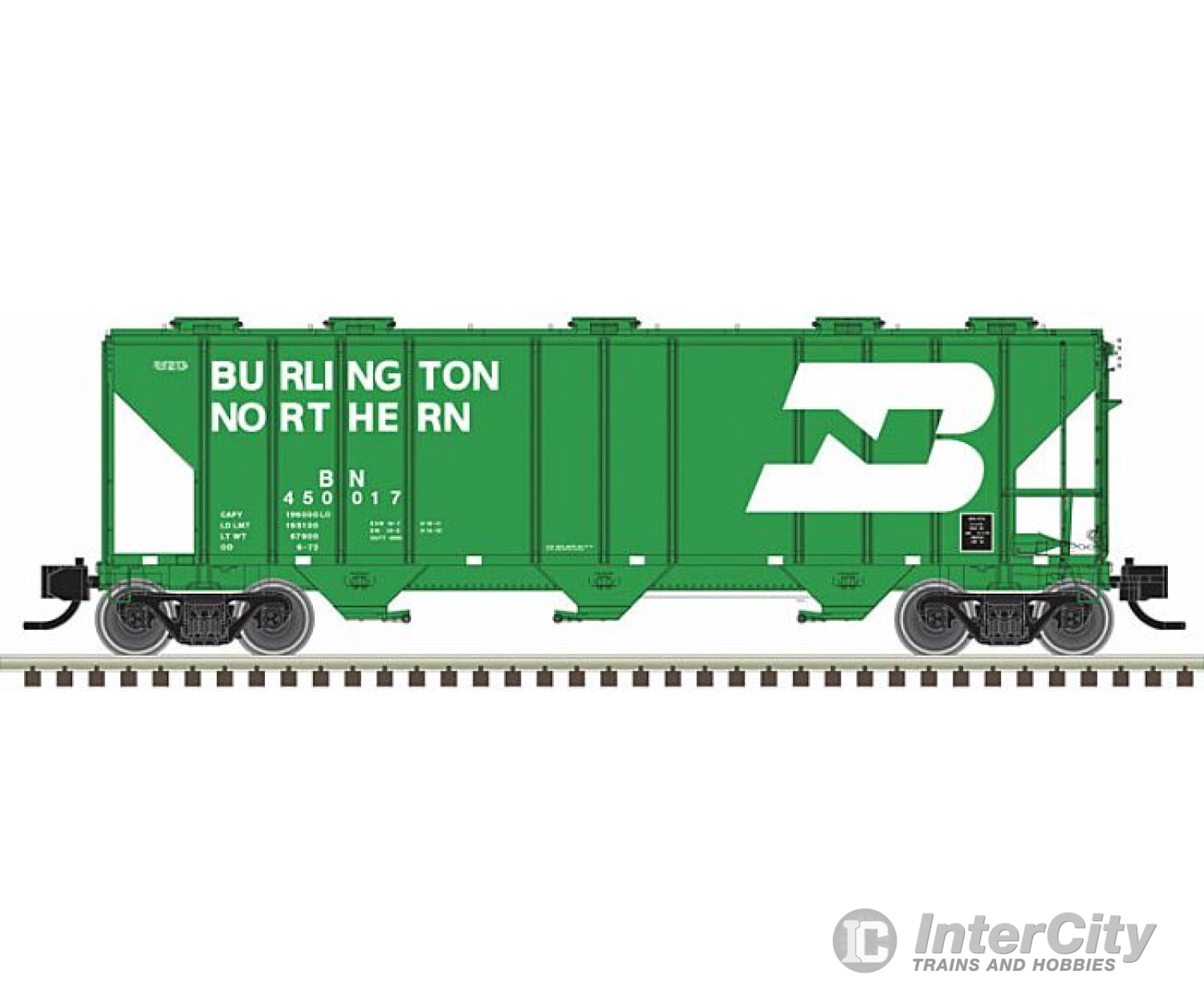 Atlas N 50005731 Ps - 4000 3 - Bay Covered Hopper Burlington Northern 450017 (Cascade Green White)