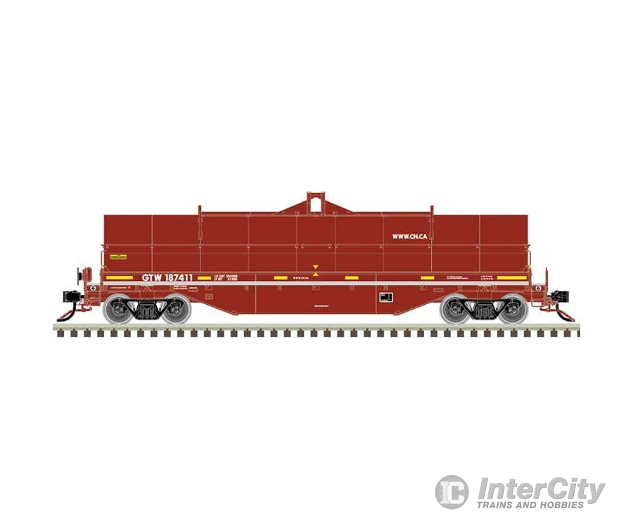 Atlas N 50006768 42’ Coil Steel Car with Fishbelly Side Sill - Master - Grand Trunk Western #187411 (Boxcar Red white