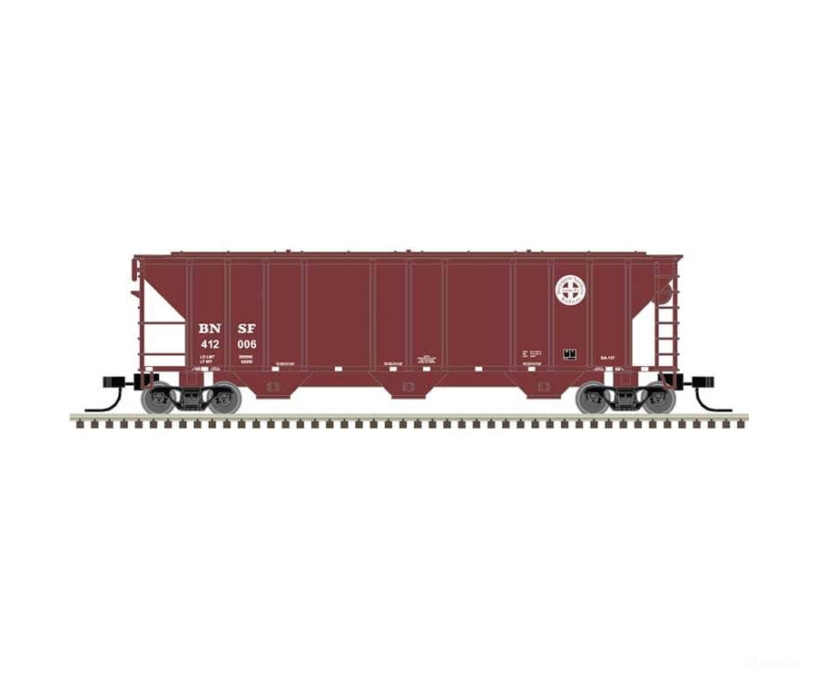 Atlas N 50006784 PS-2 4427 3-Bay Covered Hopper - Master(R) - BNSF Railway #412006 (Boxcar Red white Circle/Cross Logo)