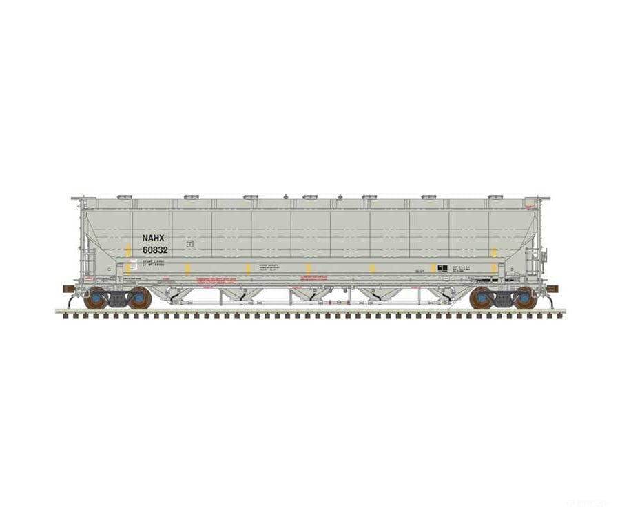 Atlas N 50006851 Trinity 5660 PD Covered Hopper - GE Rail Services NAHX #60832 (gray black yellow conspicuity stripes)