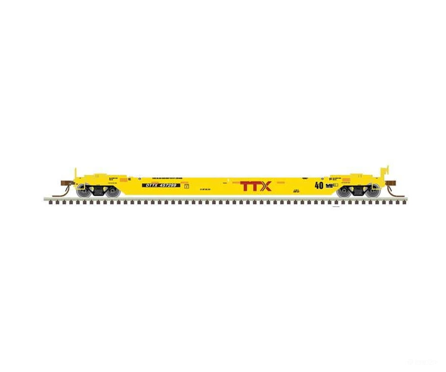 Atlas N 50007021 40’ Rebuilt Well Car - Master(R) - TTX DTTX #457299 (Late Repaint yellow red black) - Freight Cars