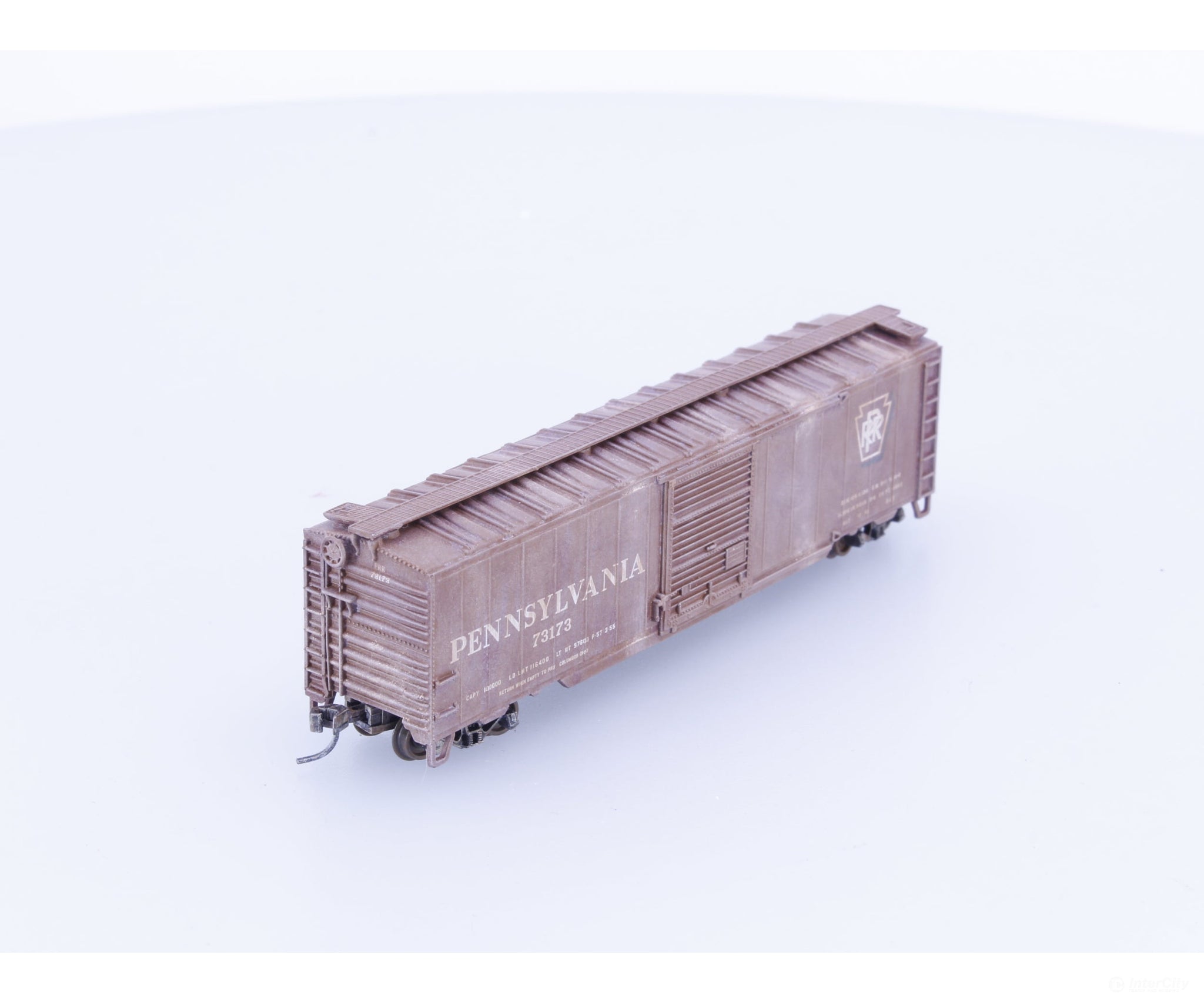 Atlas Trainman 38908 N 50’ Single Door Boxcar Weathered Pennsylvania Railroad (PRR) 73173 - Freight Cars