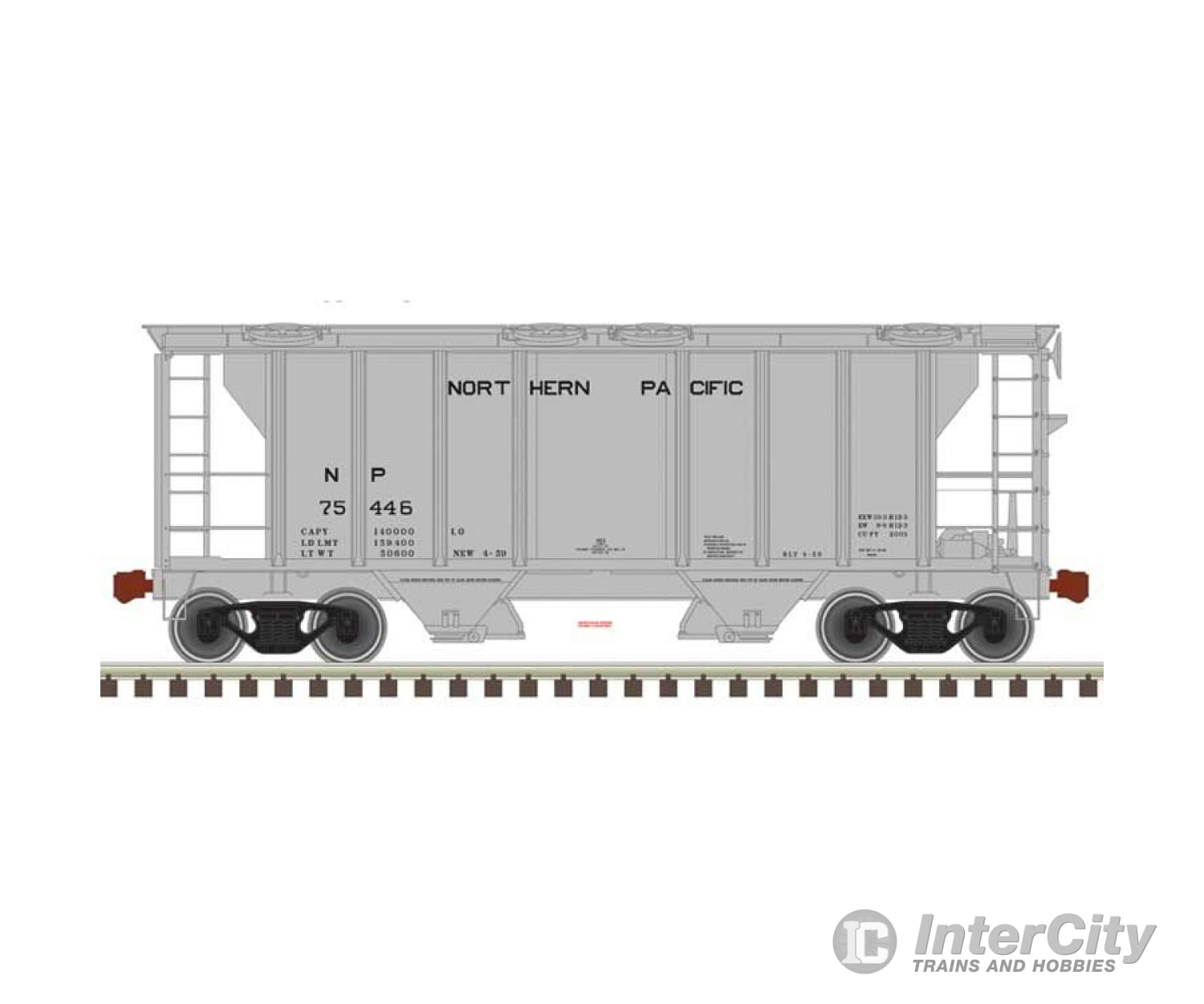 Atlas Trainman 50005906 Ps-2 2-Bay Covered Hopper - Ready To Run -- Northern Pacific 75400 (Gray