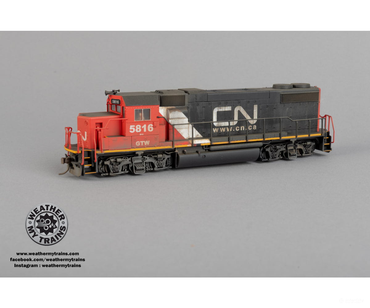 Atlas Trainman HO 10004572 EMD GP38-2 - Sound & DCC - Gold - Canadian National GTW #5816 - Weathered by WEATHER MY