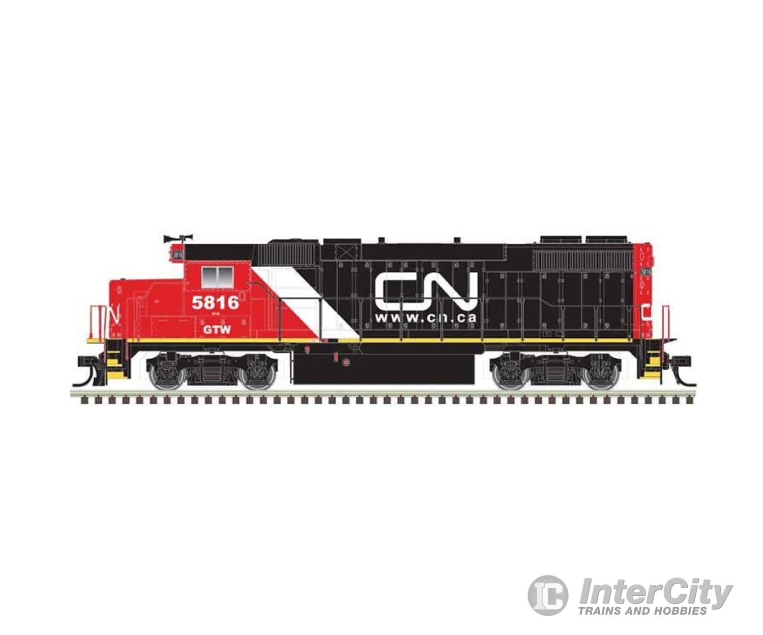Atlas Trainman HO 10004573 EMD GP38-2 - Sound & DCC - Gold - Canadian National GTW #5824 (black red white Website Logo)