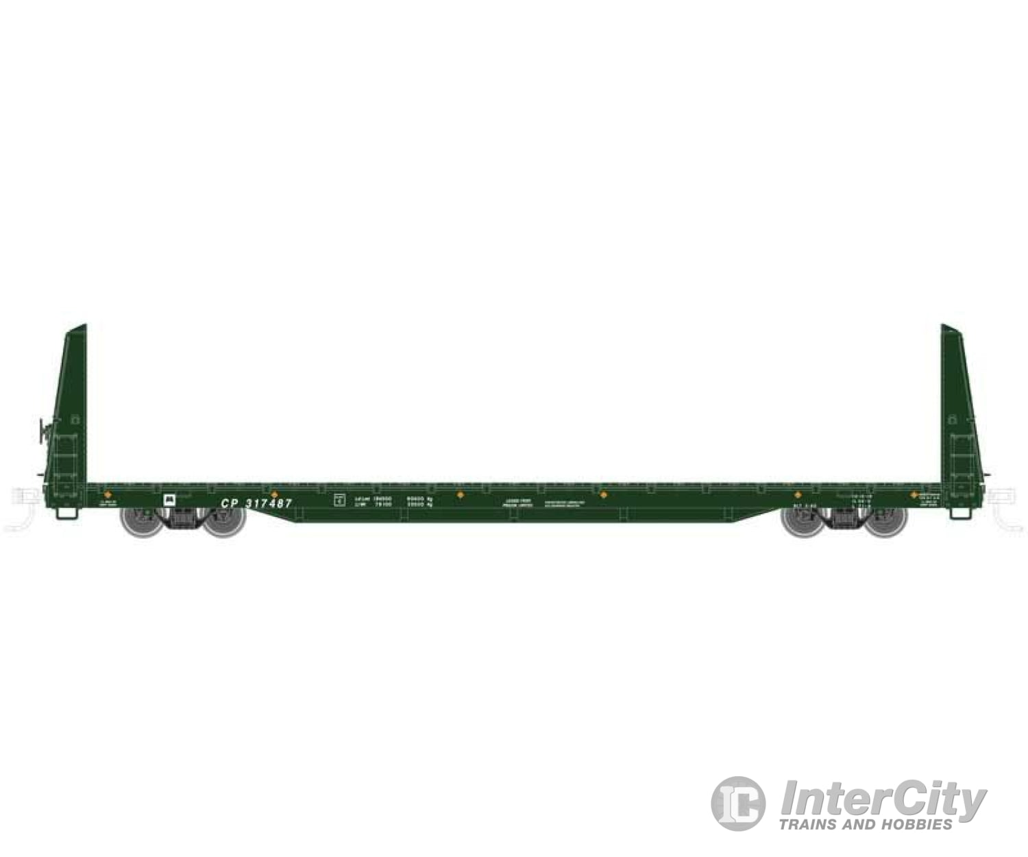 Atlas Trainman Ho 20005067 62 Bulkhead Flatcar - Ready To Run -- Canadian Pacific #317487 (Green)