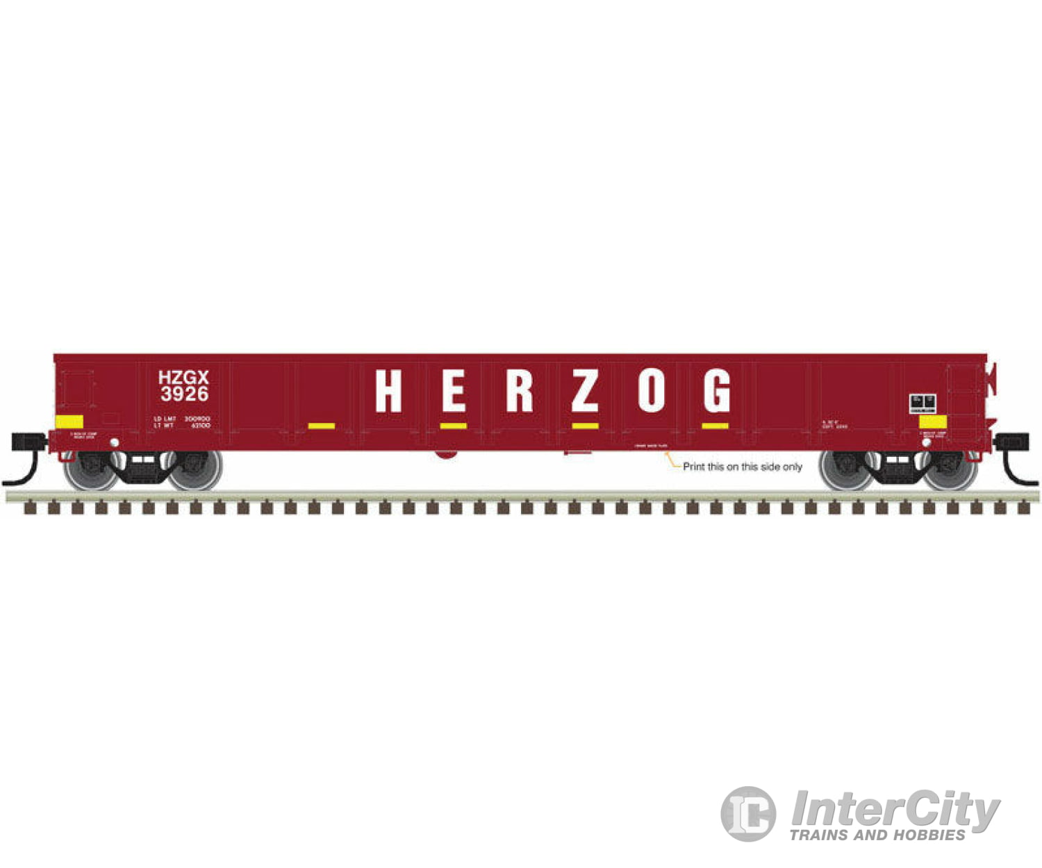 Atlas Trainman Ho 20005440 Evans 52 Gondola - Ready To Run -- Herzog #3905 (Red White; Yellow