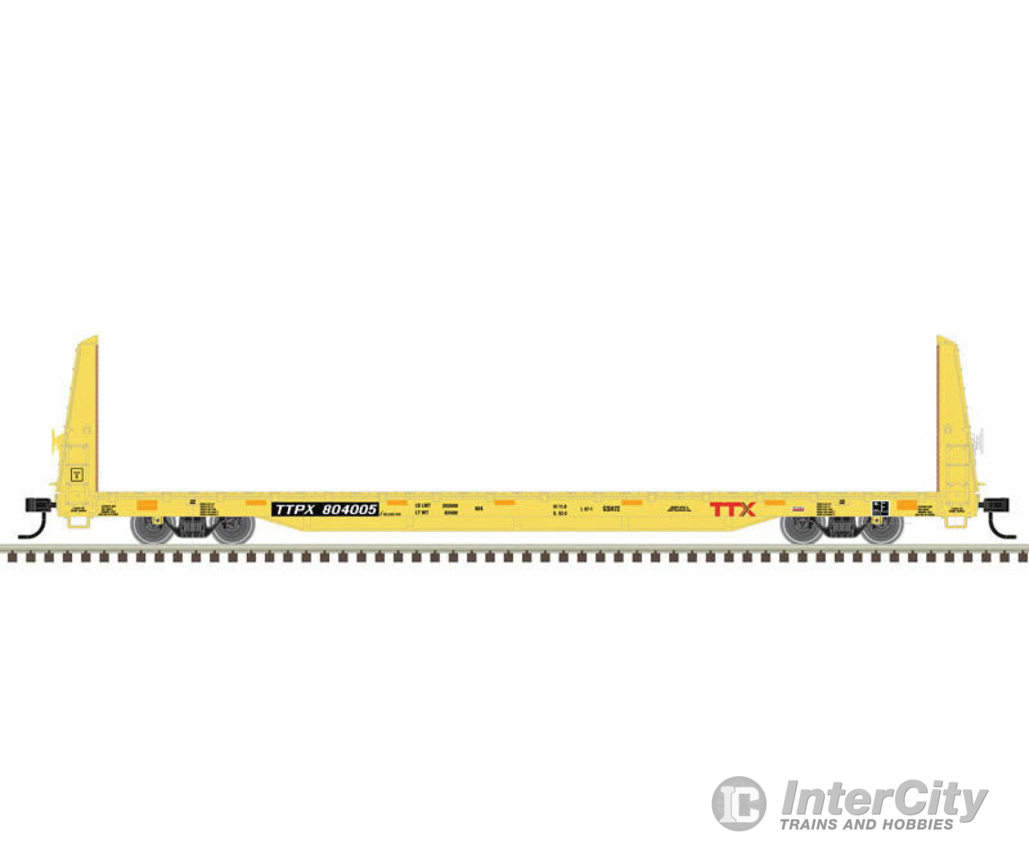 Atlas Trainman Ho 20006452 62 Bulkhead Flatcar - Ready To Run -- Ttx 804739 (Yellow Black Red