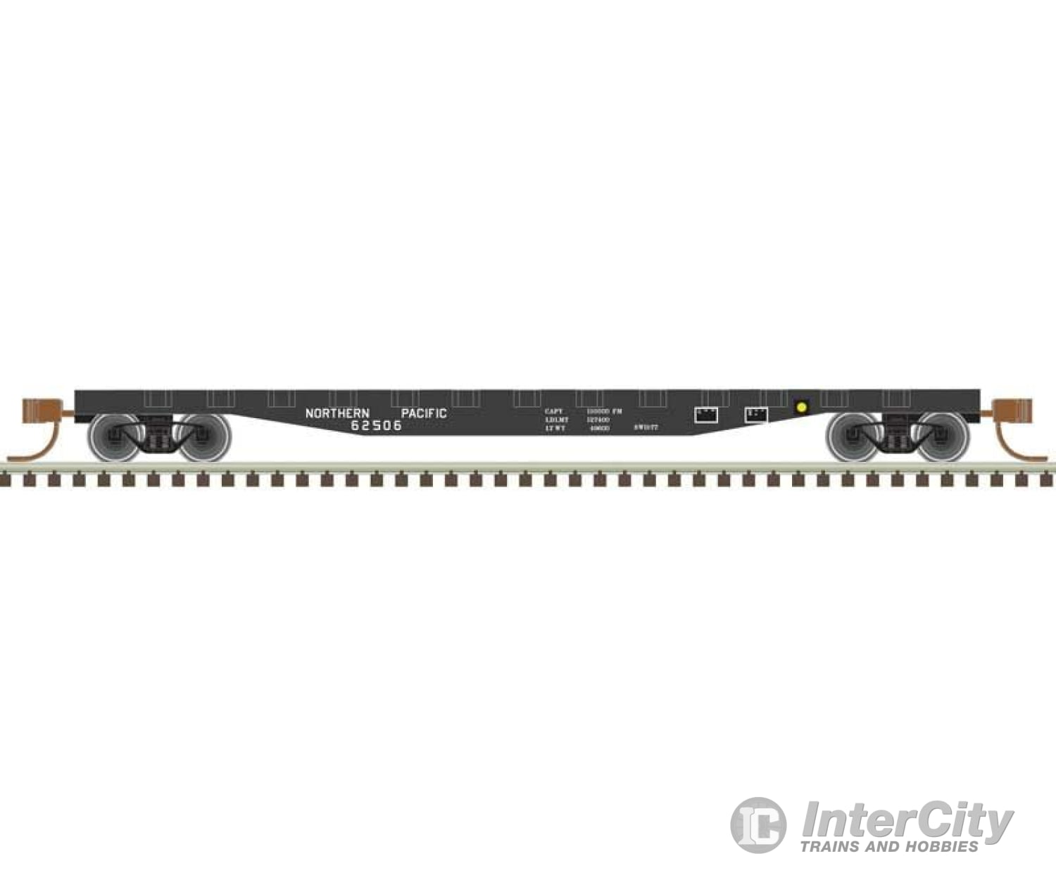 Atlas Trainman N 50005566 50’ Steel Flatcar With Stakes - Ready To Run -- Northern Pacific 62506