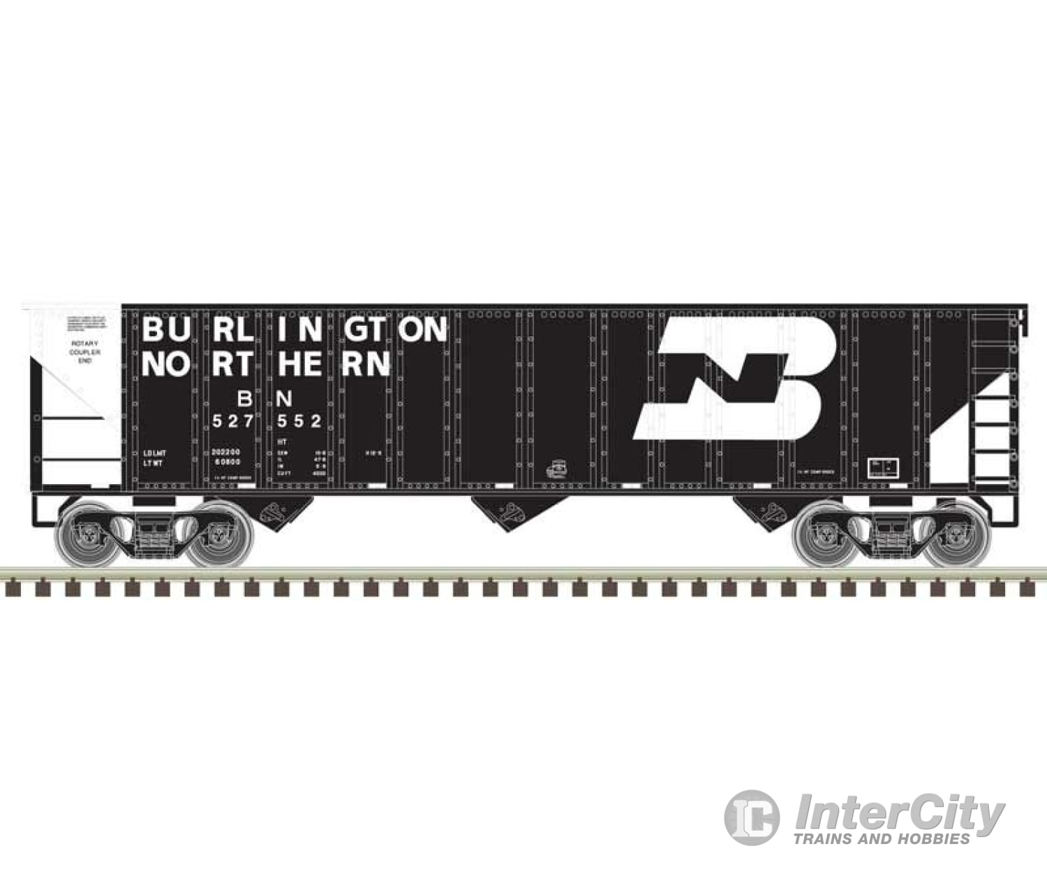 Atlas Trainman N 50005840 90-Ton 3-Bay Hopper With Load - Ready To Run -- Burlington Northern