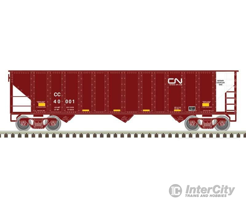 Atlas Trainman N 50005845 90-Ton 3-Bay Hopper with Load - Canadian National CC 40194 (Boxcar Red white) Freight Cars