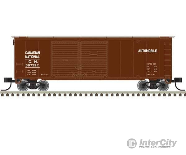 Atlas Trainman N 50006191 40’ Double-Door Boxcar - Canadian National #587384 (Boxcar Red white) Freight Cars