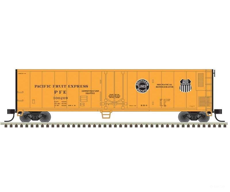 Atlas Trainman N 50006469 50’ Mechanical Reefer - Pacific Fruit Express #300209 (orange black) - Freight Cars