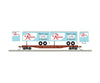 Atlas Trainman N 50006514 50’ Piggyback Flatcar w/Two 24’ Trailers - Great Northern #60220 (Rainier Trailers blue red