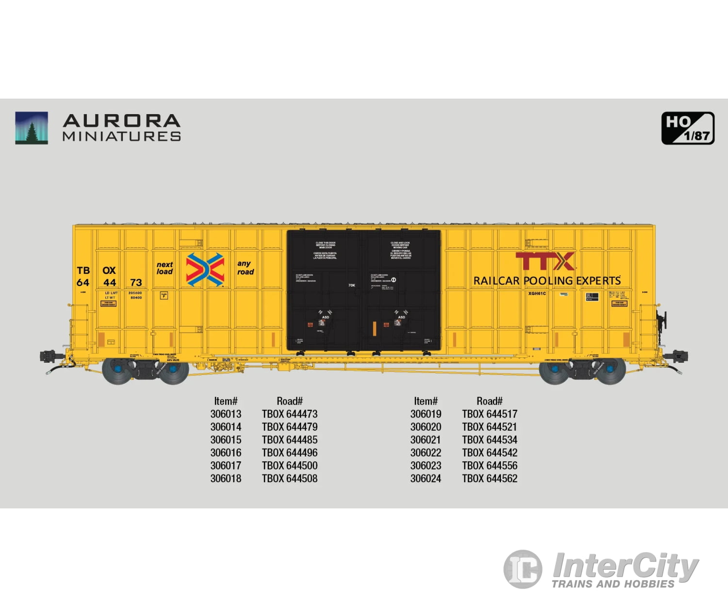 Aurora Miniatures 306015 Ho Greenbrier 7550 Cf 60’ Plate F Boxcar - Tbox 644485 (Xgh61C) Freight