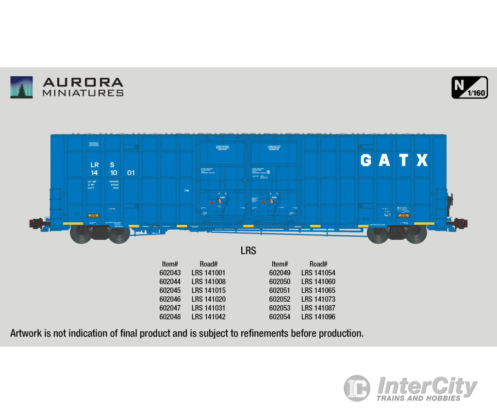 Aurora Miniatures 602043 N Greenbrier 7550 Cf 60’ Plate F Boxcar - Lrs 141001 Freight Cars