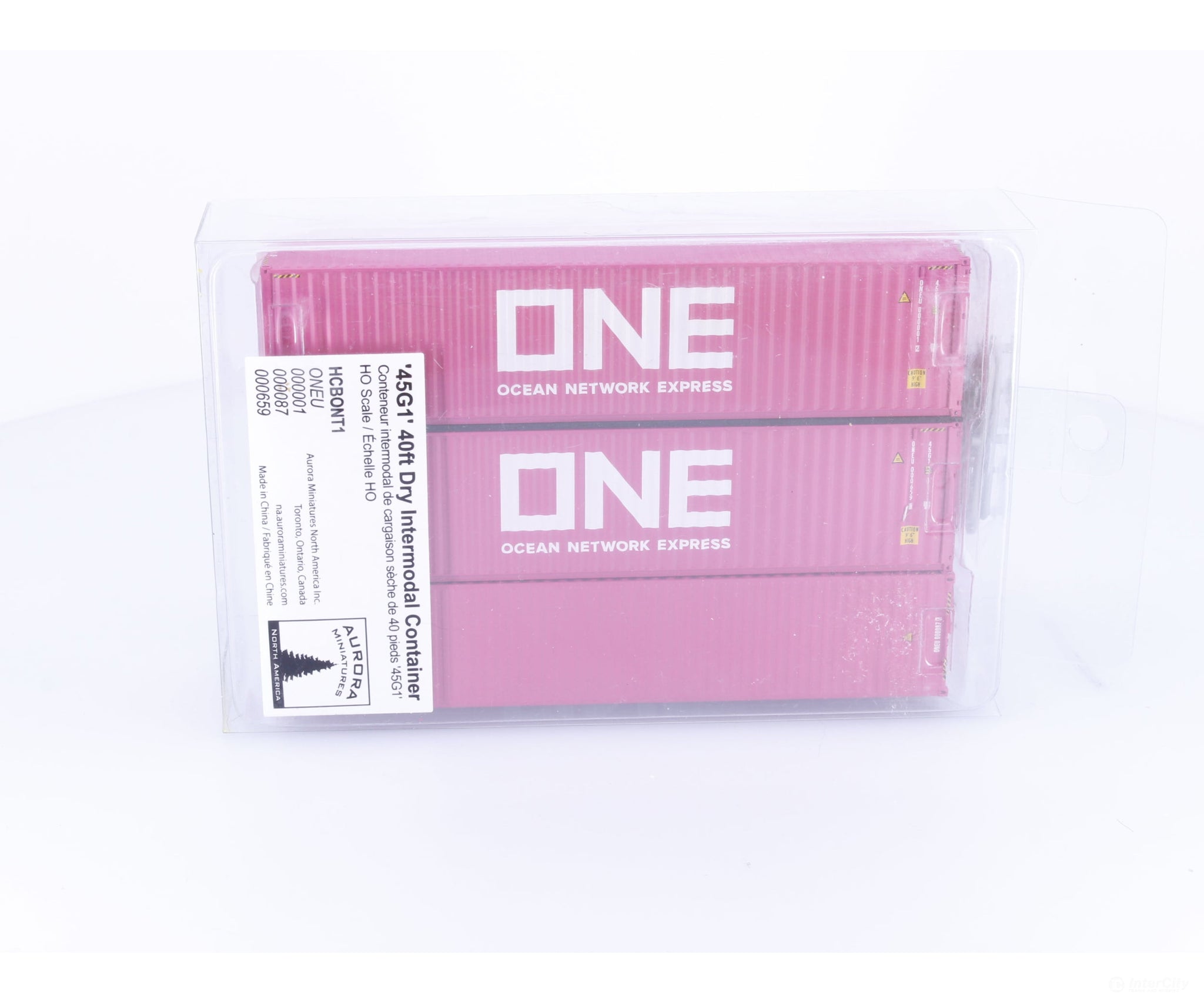 Aurora Miniatures HCBONT1 HO 45G1 40ft Dry Intermodal Containers 3 Pack ONE - Freight Loads & Containers