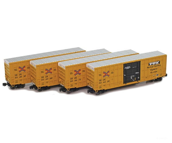 Azl 915625-1 Z-Scale Ttx Old Large Logo Trinity (Nsc) 50´ Fbox Box Car 4-Pack Freight Cars