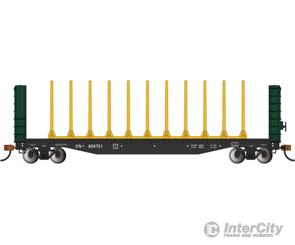 Bachmann 12902 52 Centerbeam Bulkhead Flatcar - Ready To Run -- Canadian National #60472 (Black)