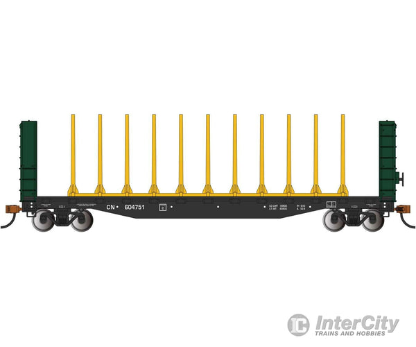 Bachmann 12902 52 Centerbeam Bulkhead Flatcar - Ready To Run -- Canadian National #60472 (Black)