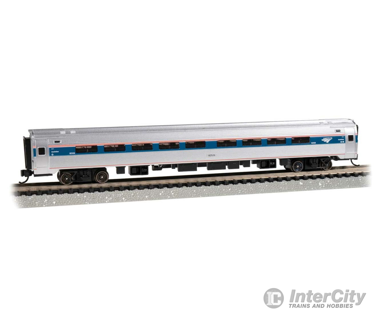 Bachmann 14170 Budd Amfleet I Coach With Lighting - Ready To Run -- Amtrak 82526 (Phase Vi Silver