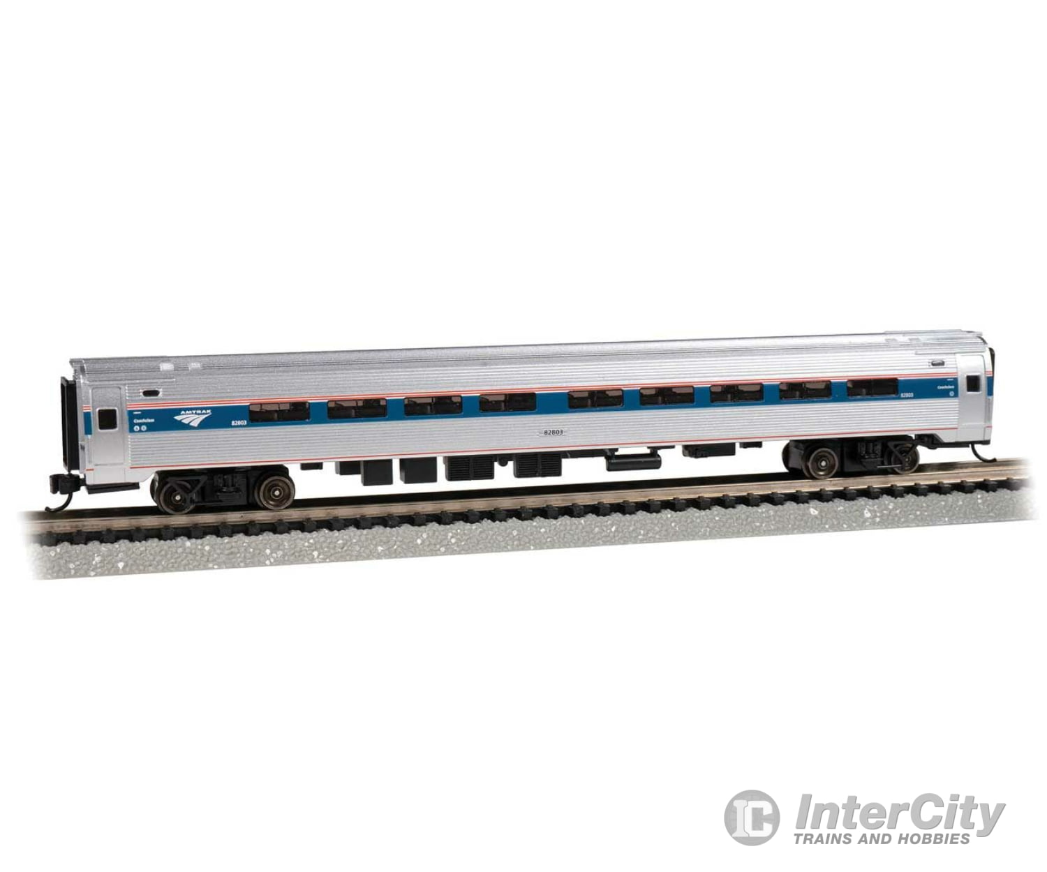 Bachmann 14171 Budd Amfleet I Coach With Lighting - Ready To Run -- Amtrak 82803 (Phase Vi Silver