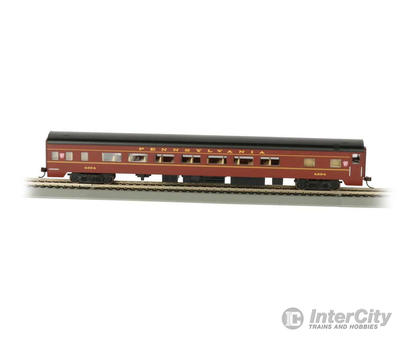 Bachmann 14201 85 Smooth-Side Coach W/Lights - Ready To Run -- Pennsylvania Railroad Passenger Cars