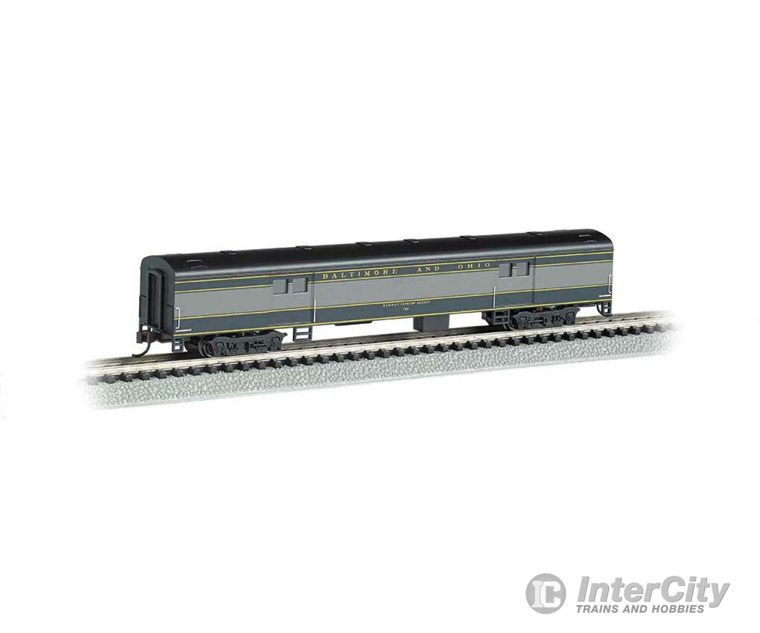 Bachmann 14453 72 Smooth-Side Baggage Car - Ready To Run -- Baltimore & Ohio (Blue Gray Black)