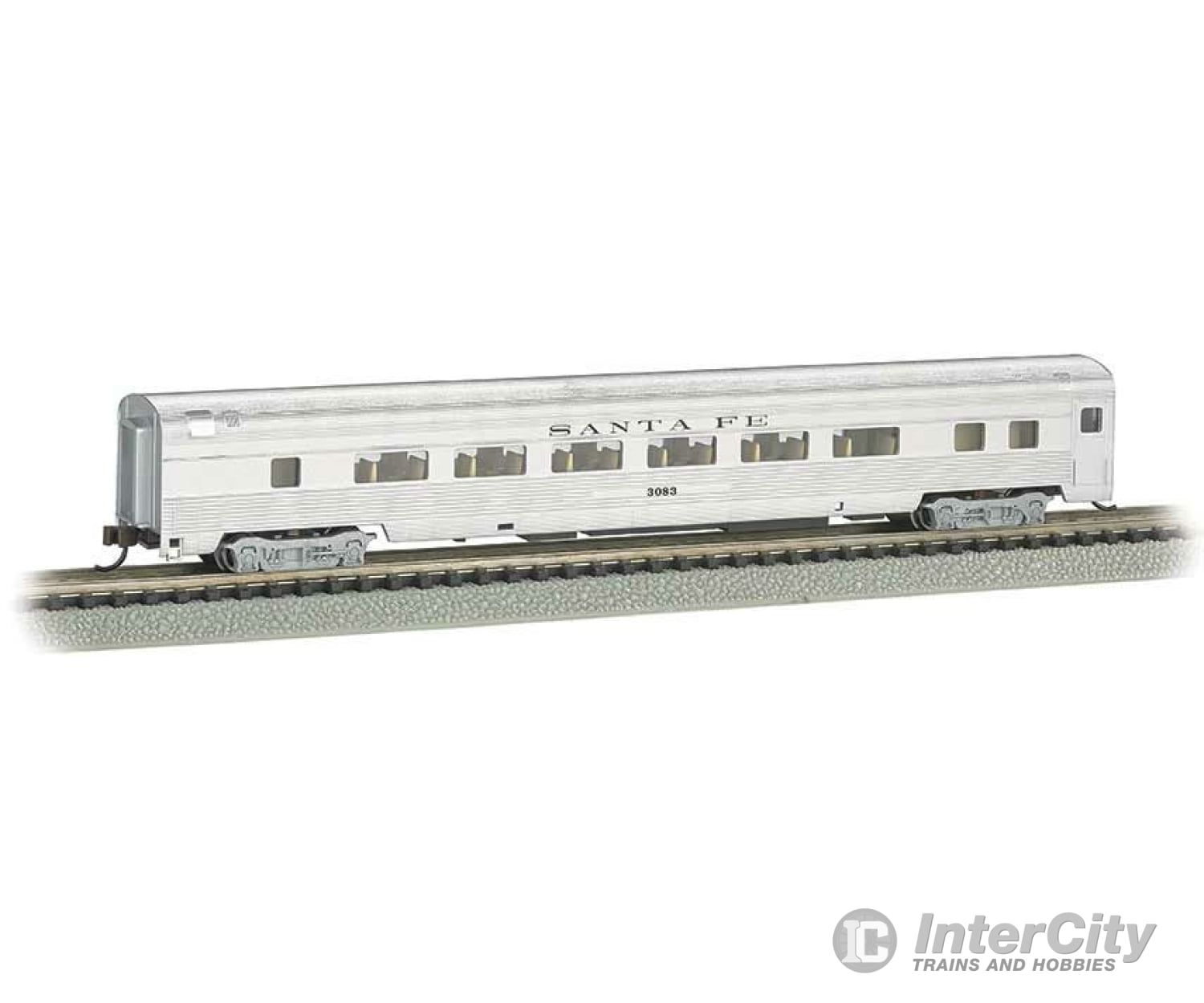 Bachmann 14755 85 Fluted-Side Coach With Interior Lighting - Ready-To-Run -- Atchison Topeka & Santa