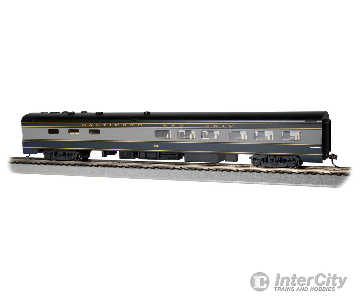 Bachmann 14801 85 Smooth-Side Diner - Ready To Run -- Baltimore & Ohio #1035 (Blue Gray Black)