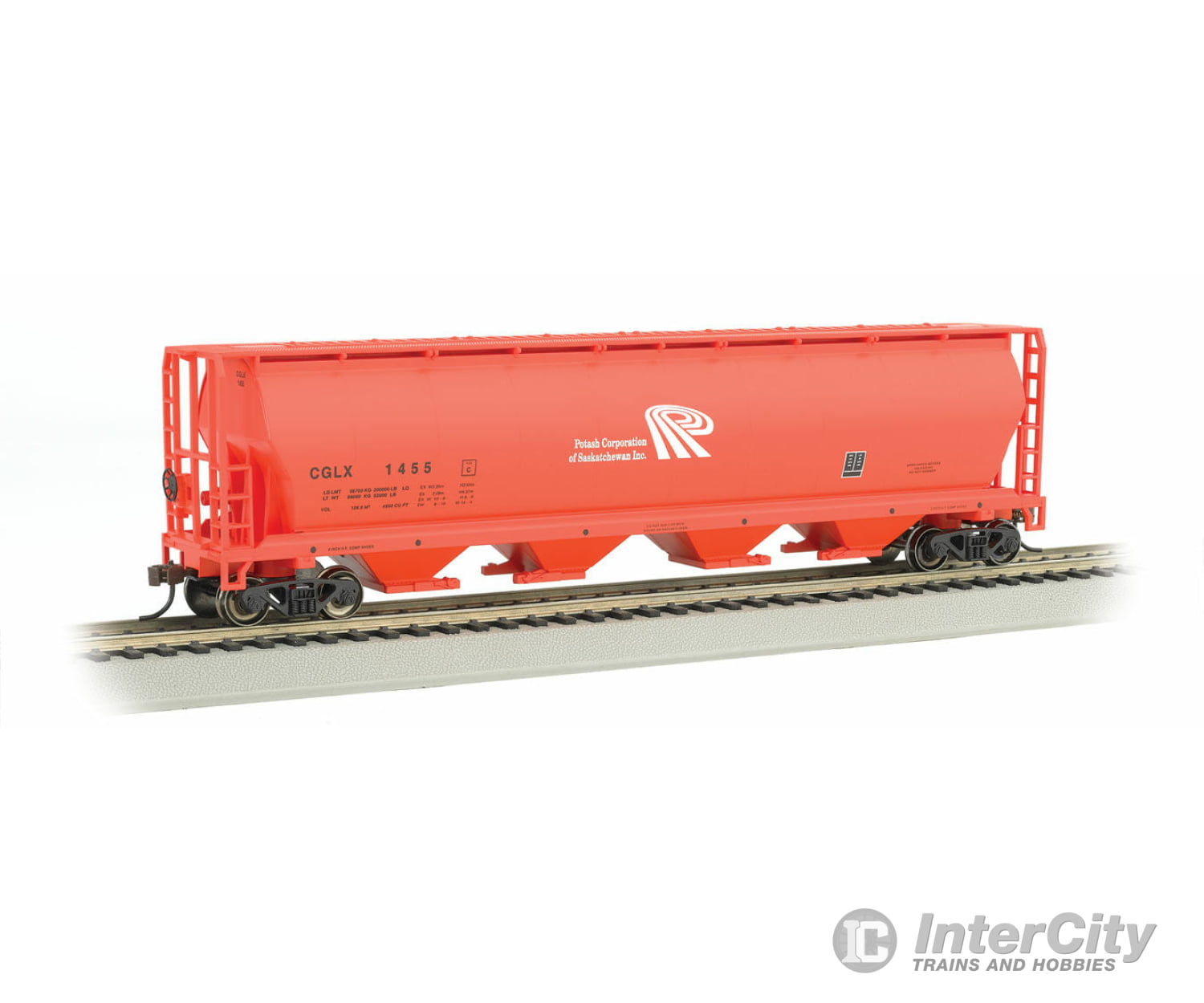 Bachmann 19143 Canadian Cylindrical 4-Bay Grain Hopper - Ready To Run Silver Series(R) -- Potash