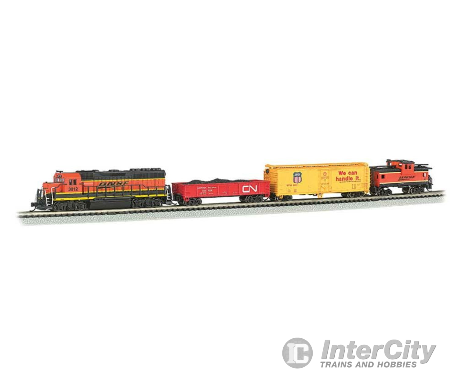 Bachmann 24132 Roaring Rails Diesel Train Set - Sound And Dcc -- Bnsf Railway Gp40 3 Cars; E-Z Track