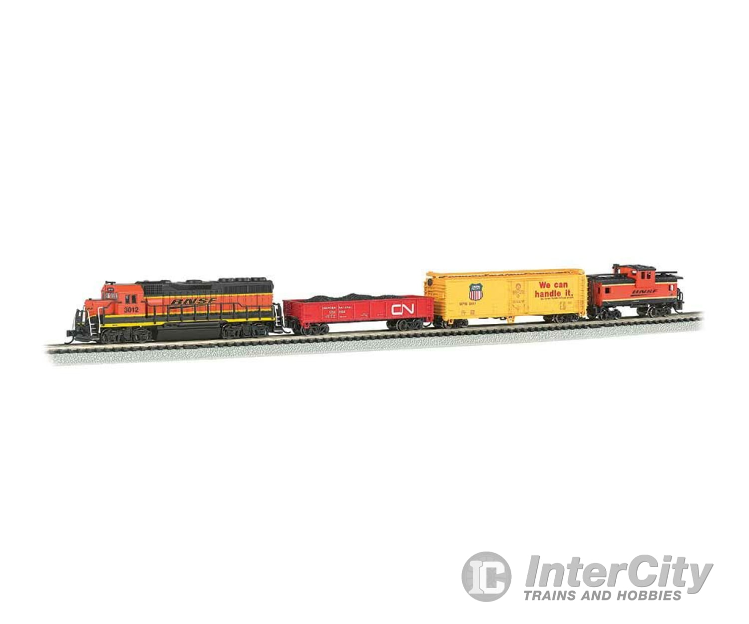 Bachmann 24132 Roaring Rails Diesel Train Set - Sound And Dcc -- Bnsf Railway Gp40 3 Cars; E-Z Track