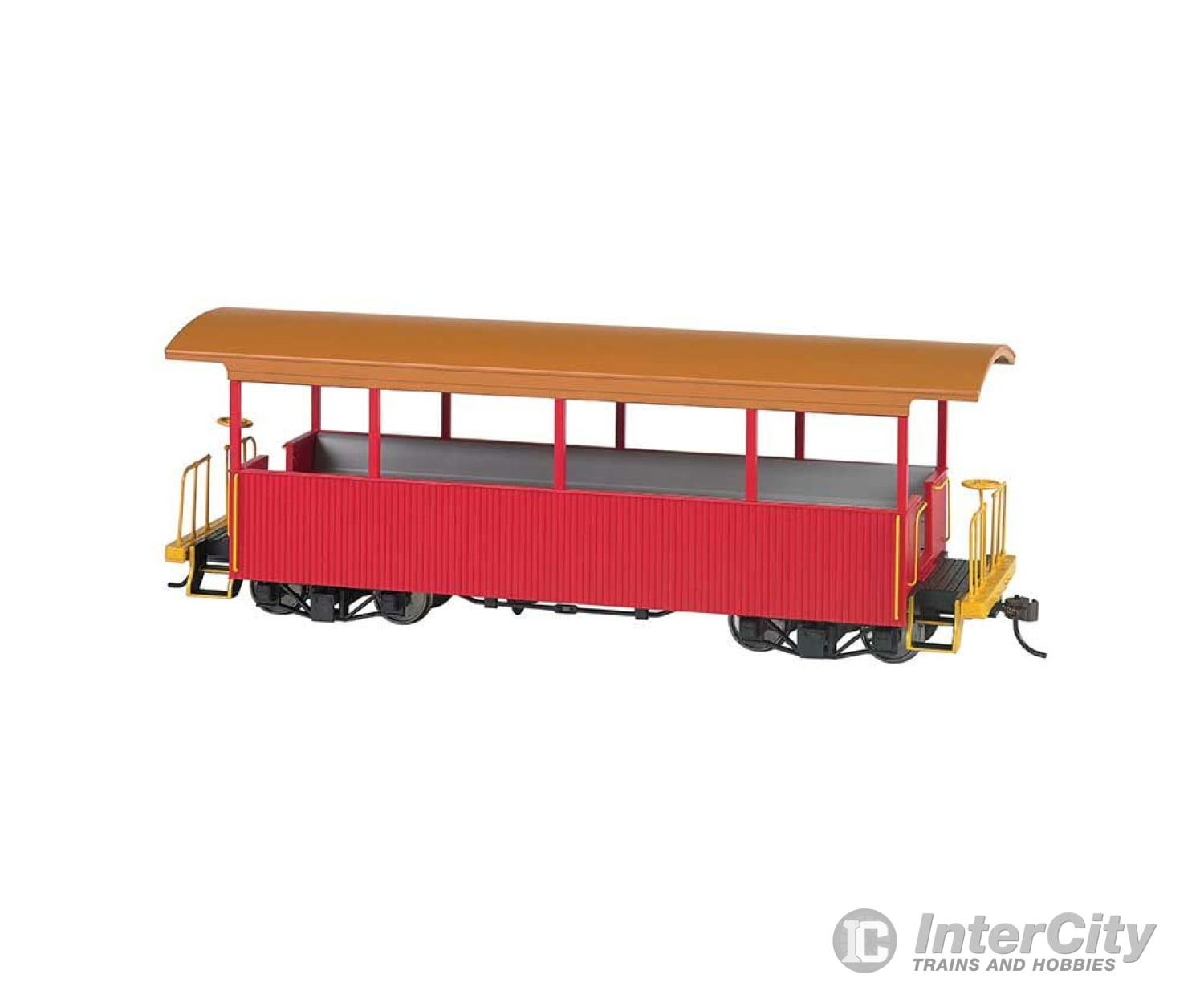 Bachmann 26002 Wood Excursion Car - Ready To Run -- Painted Unlettered (Red Tan Roof) Passenger Cars