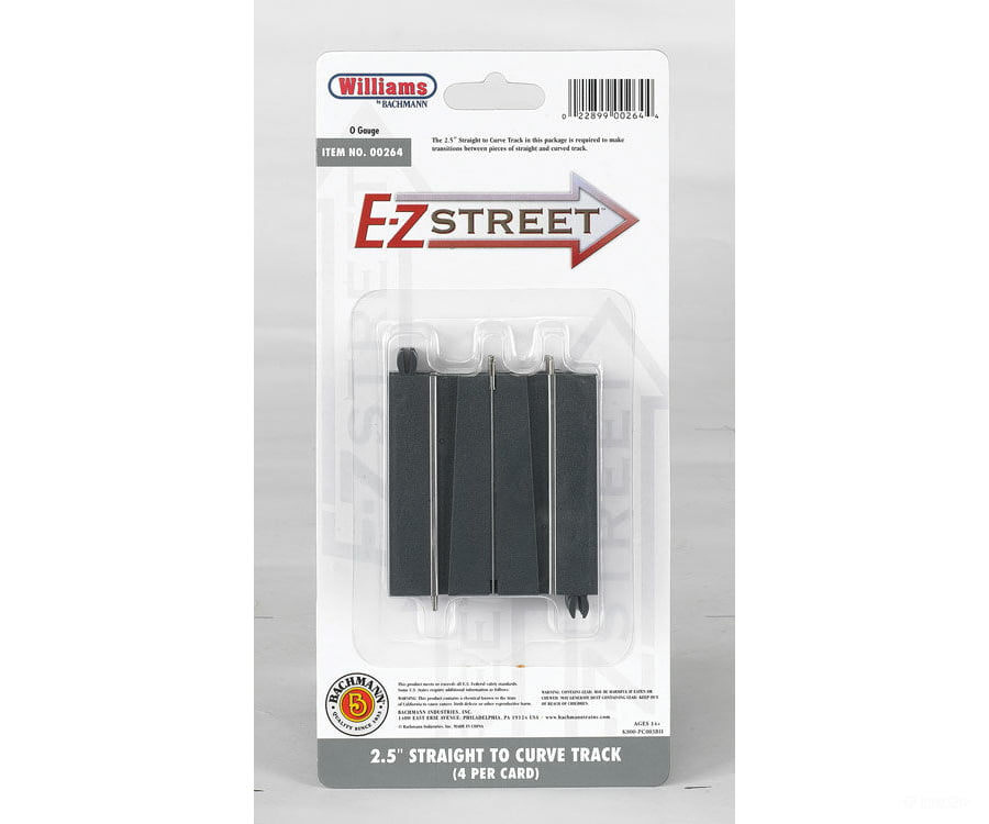 Bachmann 264 E-Z Street Track For Operating Vehicles & Trolleys -- 2-1/2 6.2Cm Straight-To-Curve
