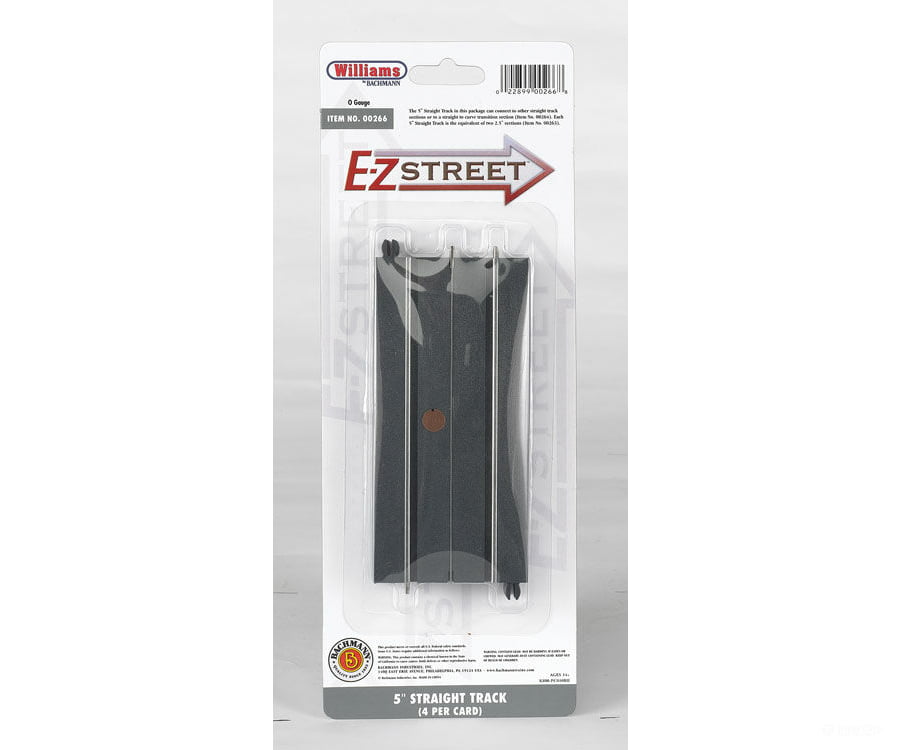 Bachmann 266 E-Z Street Track For Operating Vehicles & Trolleys -- 5 12.7Cm Straight Pkg(4) Cars