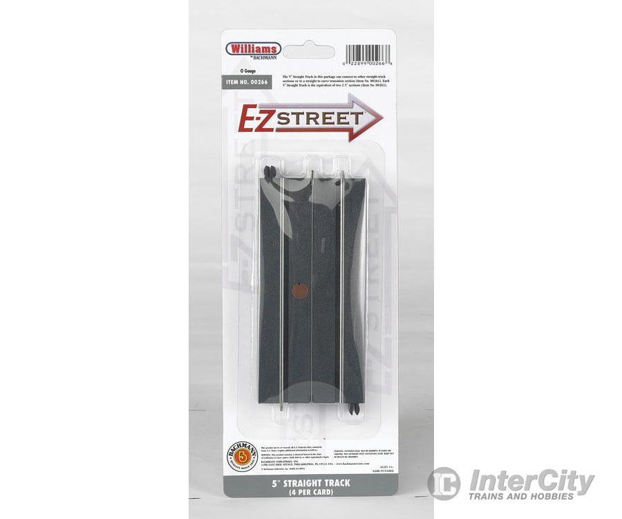 Bachmann 266 E-Z Street Track For Operating Vehicles & Trolleys -- 5 12.7Cm Straight Pkg(4) Cars
