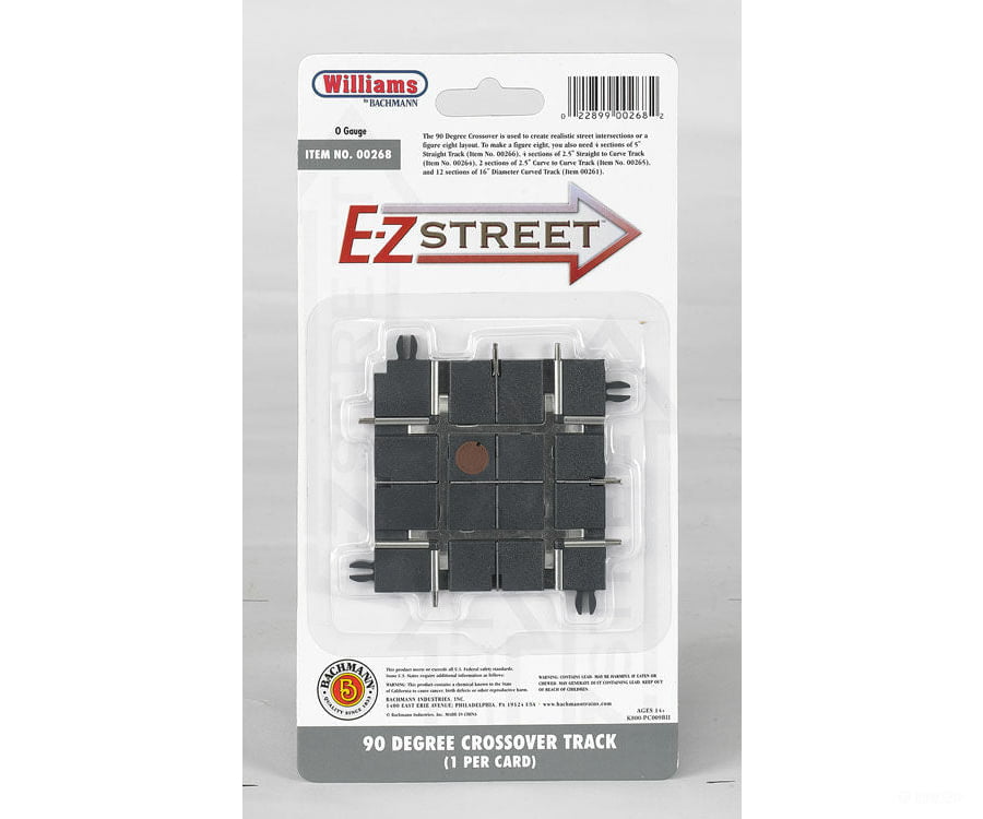 Bachmann 268 E-Z Street Track For Operating Vehicles & Trolleys -- 90-Degree Crossing Pkg(4) Cars