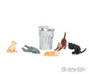 Bachmann 33157 Cats W/Garbage Can - Scenescapes(Tm) -- Pkg(6) Figures