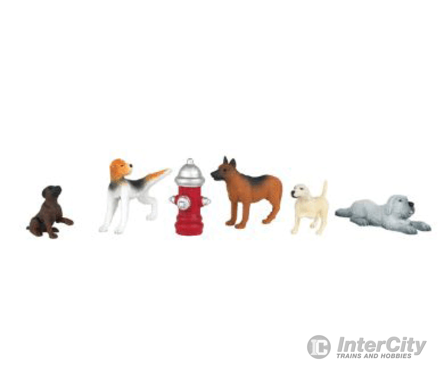 Bachmann 33158 Scenescapes(Tm) Dogs -- With Fire Hydrant Pkg(6) Figures